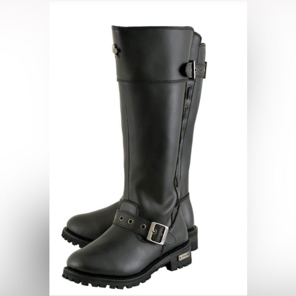 Black Leather Knee-High Boots